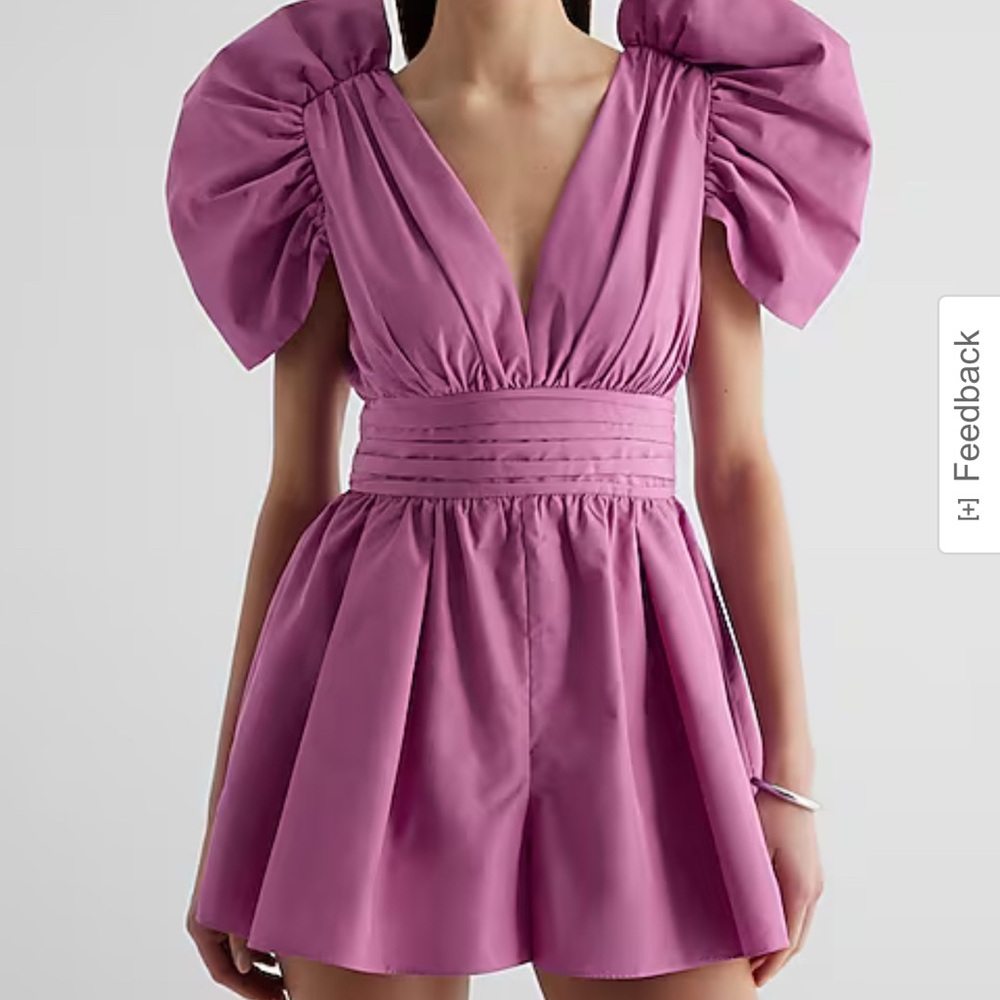 Express Mauve Romper with Puff Sleeves